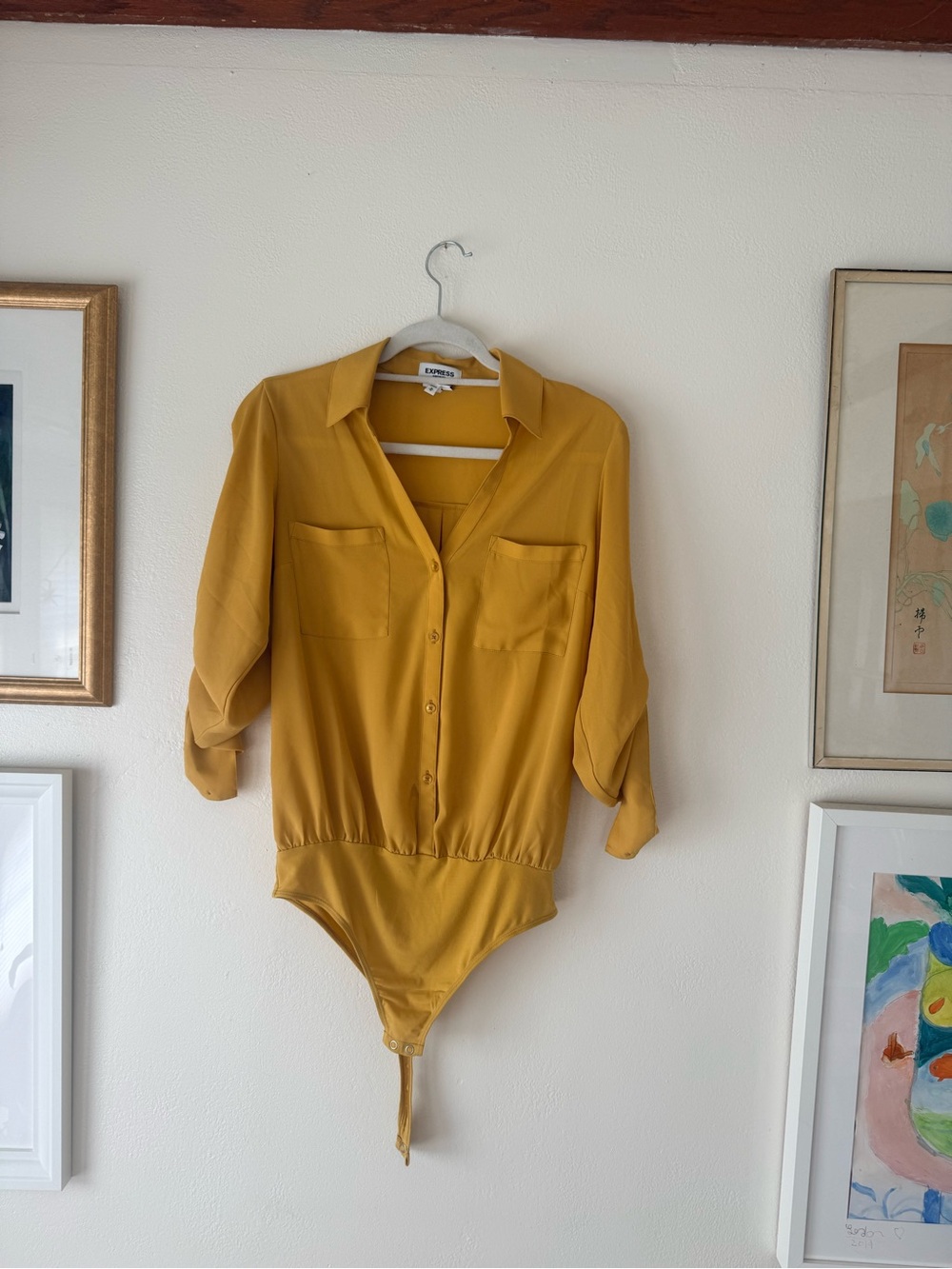 Express Golden Yellow Collared Bodysuit